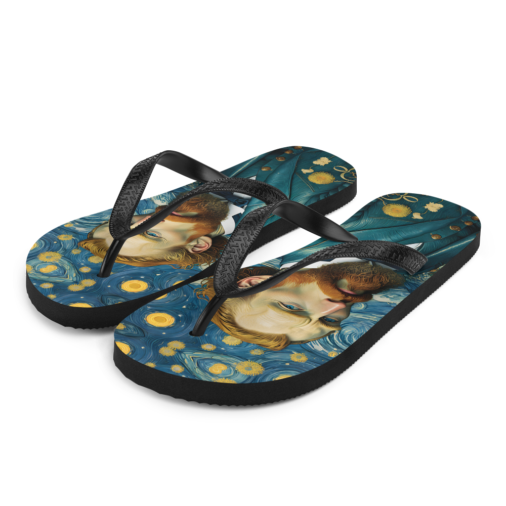 Van Gogh Potrait Painting Flip Flops