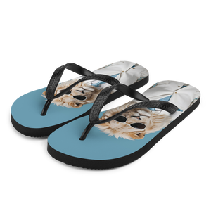 Funky White Lion Flip Flops