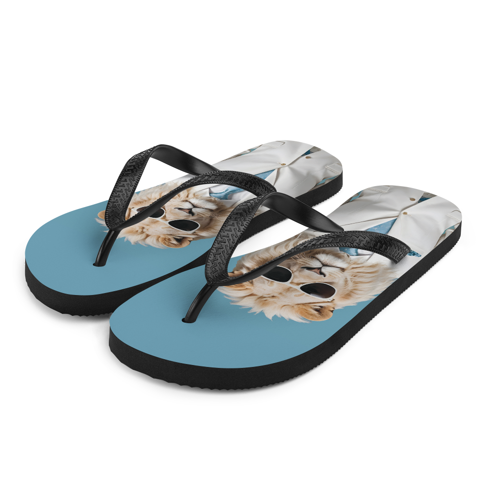 Funky White Lion Flip Flops