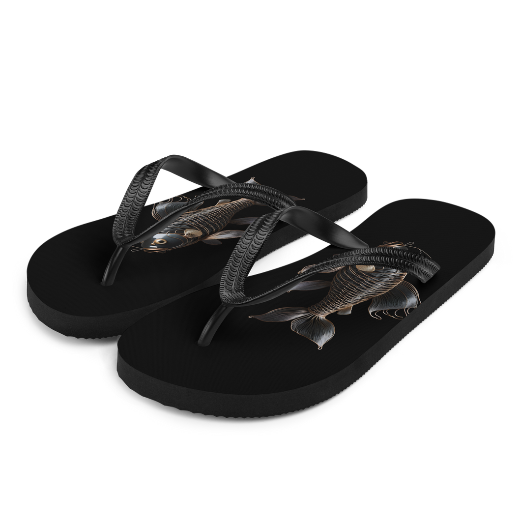 Minimalism Copperplate Art Fish Flip Flops