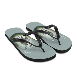 Green White Deer Flip Flops