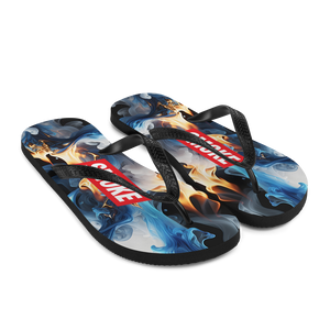 Blue Smoke Fire Flip Flops