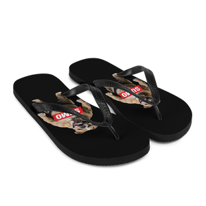 Sumo Bulldog Black Flip Flops