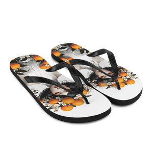 Oriental Lady with Orange Fruits Flip Flops