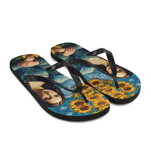 Monalisa Painting in Van Gogh Style Flip Flops