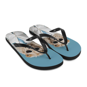 Funky White Lion Flip Flops