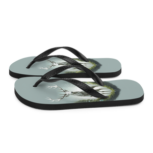 Green White Deer Flip Flops