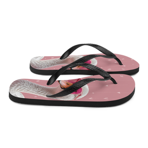 Cute Pink Swan Flip Flops