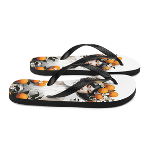 Oriental Lady with Orange Fruits Flip Flops