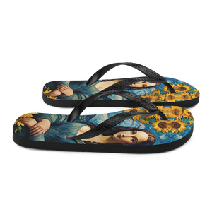 Monalisa Painting in Van Gogh Style Flip Flops