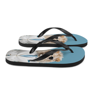 Funky White Lion Flip Flops