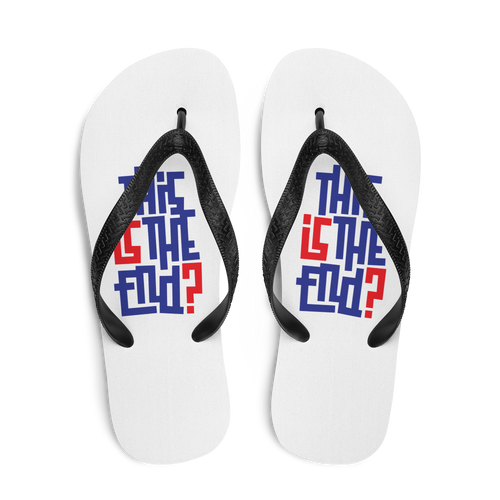 IS/THIS IS THE END? Navy Red Flip Flops