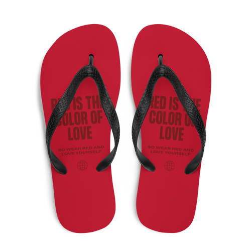 Red is the color of love Flip Flops