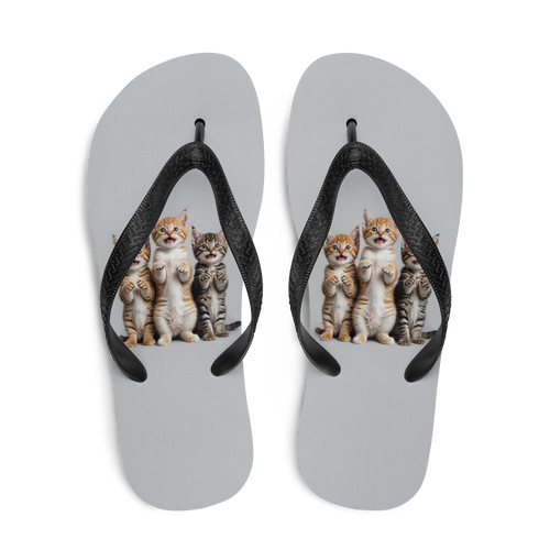 Funny Tripple Cats Flip Flops