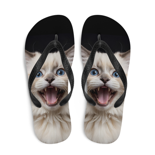 Angry Ragdoll Kitten Flip Flops