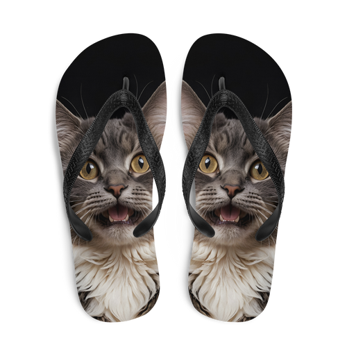 Shocked Cat Face Flip Flops