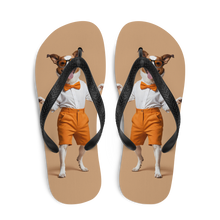 Happy Dancing Dog Beige Flip Flops