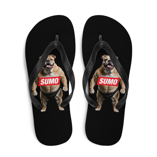 Sumo Bulldog Black Flip Flops