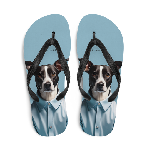 Sad Dog Blue Flip Flops