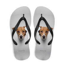 Funny Sad Dog Peep Flip Flops