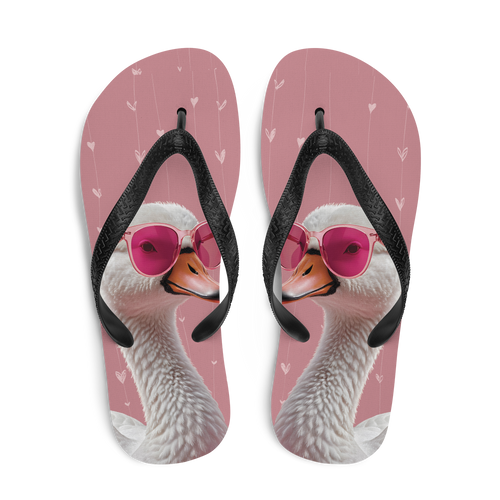 Cute Pink Swan Flip Flops