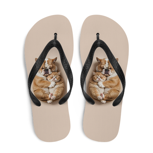 Cute Baby Cat and Dog Sleep Flip Flops