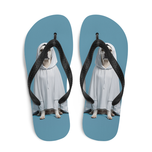 Dog in Ghost Costume Flip Flops