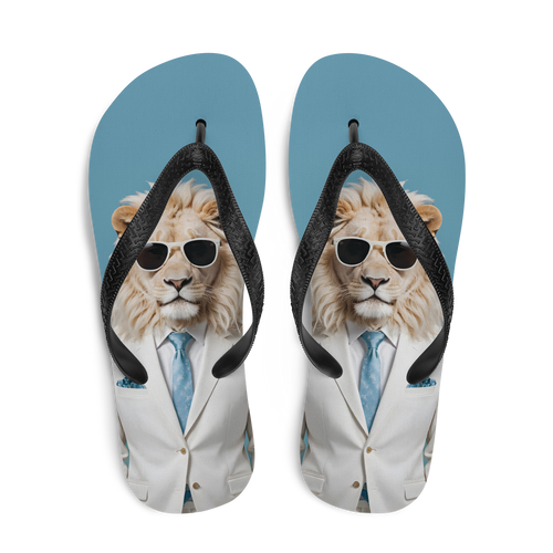 Funky White Lion Flip Flops