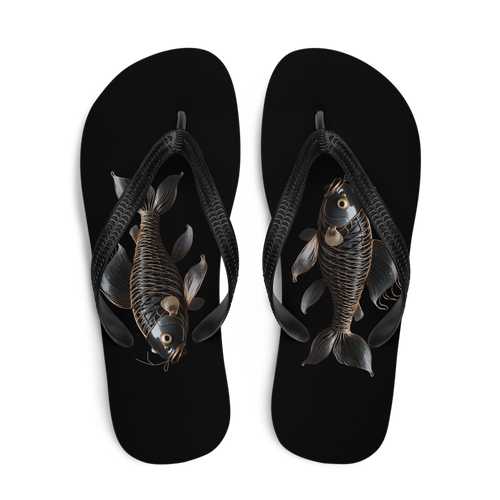 Minimalism Copperplate Art Fish Flip Flops