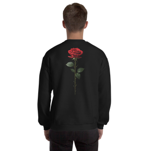 Red Rose on Black Back Print Unisex Sweatshirt