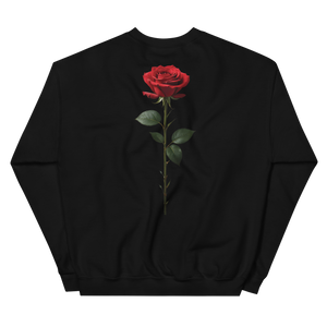 Red Rose on Black Back Print Unisex Sweatshirt