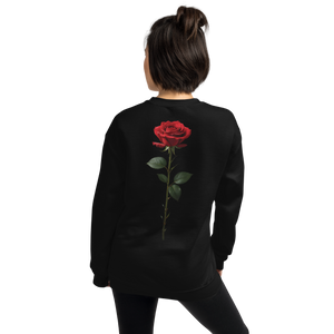 Red Rose on Black Back Print Unisex Sweatshirt