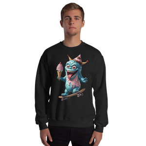 Black / S Ice Cream Monster Unisex Sweatshirt by Design Express