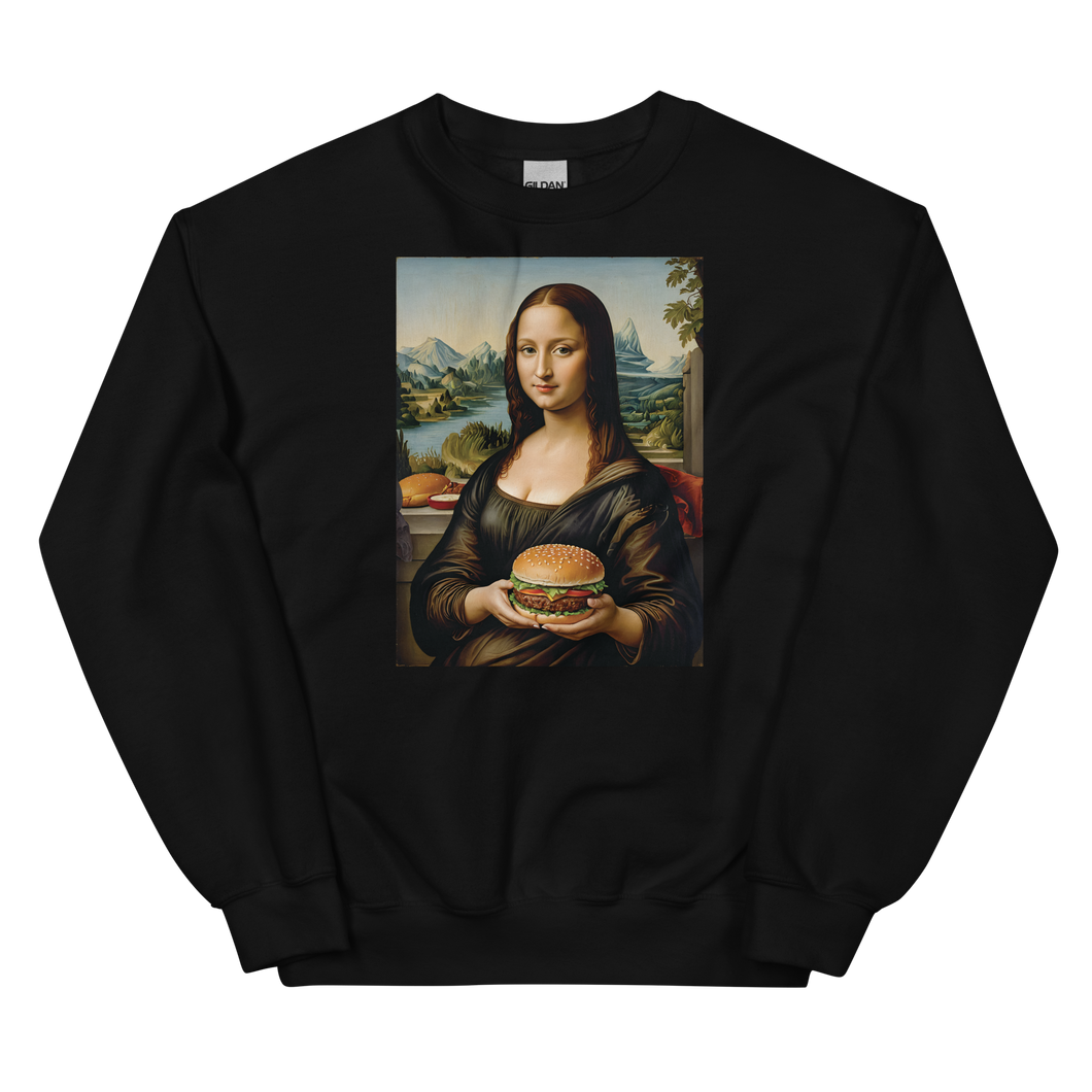 Monalisa Burger Unisex Sweatshirt Front Print