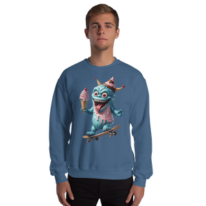 Indigo Blue / S Ice Cream Monster Unisex Sweatshirt by Design Express