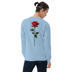 Red Rose on White Back Print Unisex Sweatshirt