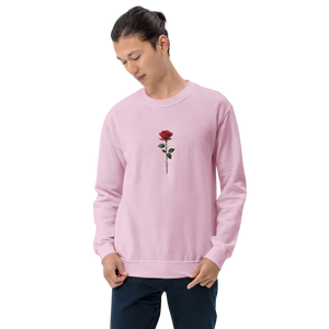 Red Rose on White Back Print Unisex Sweatshirt