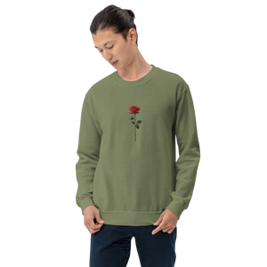 Red Rose on Black Back Print Unisex Sweatshirt