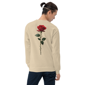 Red Rose on White Back Print Unisex Sweatshirt