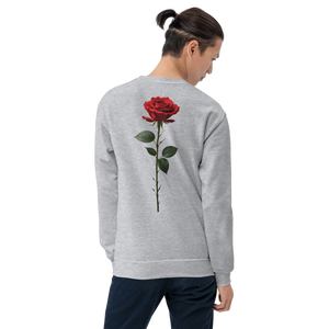 Red Rose on White Back Print Unisex Sweatshirt