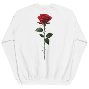 Red Rose on White Back Print Unisex Sweatshirt