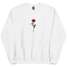 Red Rose on White Back Print Unisex Sweatshirt