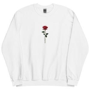 Red Rose on White Back Print Unisex Sweatshirt