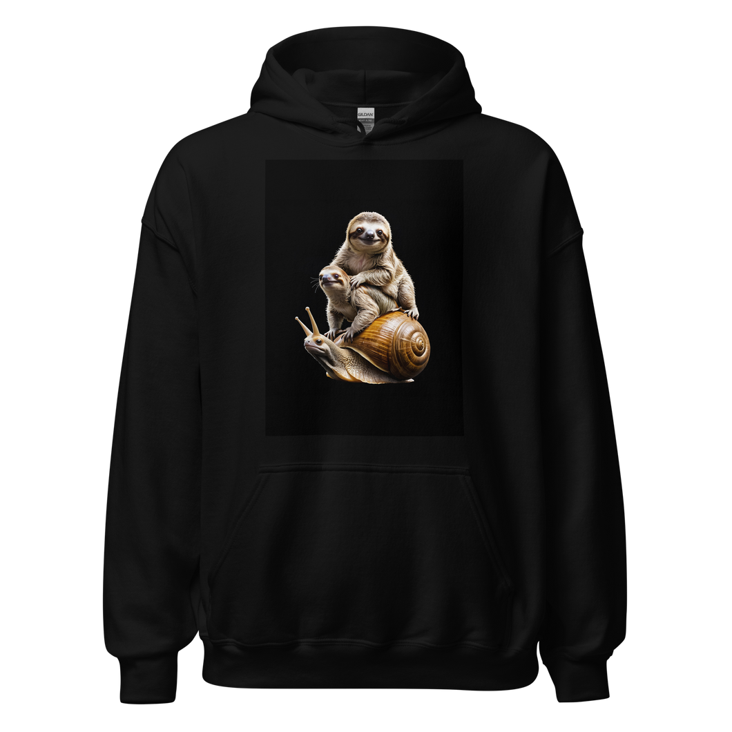 Sloth Riding A Snail Unisex Hoodie Front Print