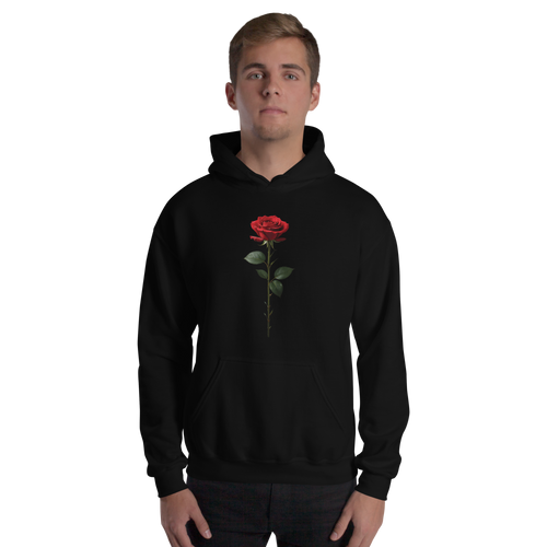 Red Rose on Black Unisex Hoodie