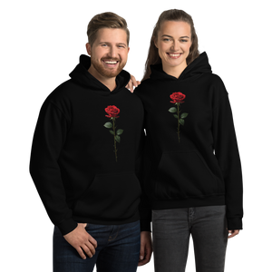 Red Rose on Black Unisex Hoodie