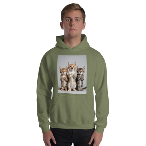 Funny Tripple Cats Unisex Hoodie Front Print