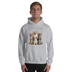 Funny Tripple Cats Unisex Hoodie Front Print