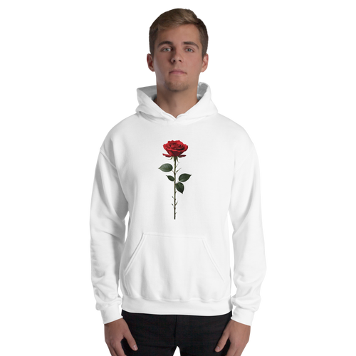 Red Rose on White Unisex Hoodie