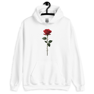 Red Rose on White Unisex Hoodie